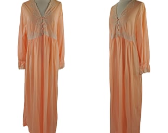 1960s Peach Peignoir Robe by Val Mode, Lingerie Cover, Dressing Gown