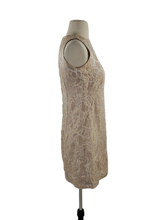 1960s Gold and Cream Metallic Brocade Mini Dress - image 6