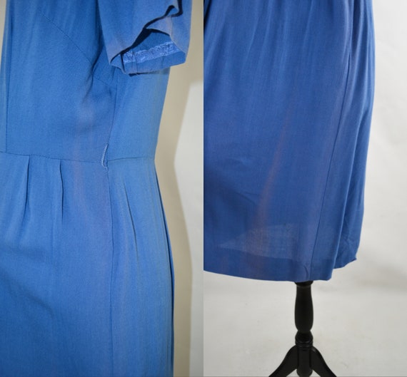 1950s Blue Linen Day Dress by Fashioned by Lampl,… - image 9