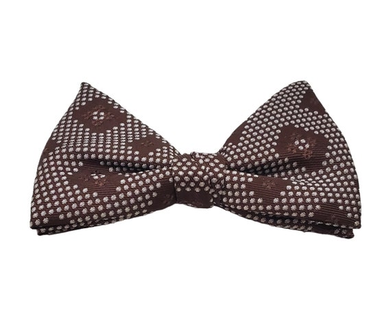 1970s Brown and White Square Geometric Bow Tie by… - image 3