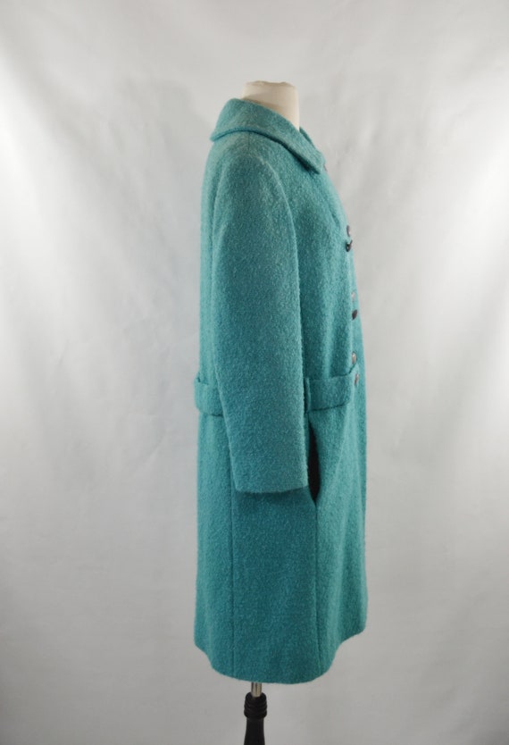 1960s Turquoise Tweed Mid Thigh Length Coat by Jo… - image 6