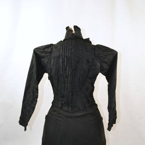 1880s/1890s Victorian Black Damask Ruffled Blouse, Display Piece, Museum Piece, Estate Fresh, Needs TLC image 3