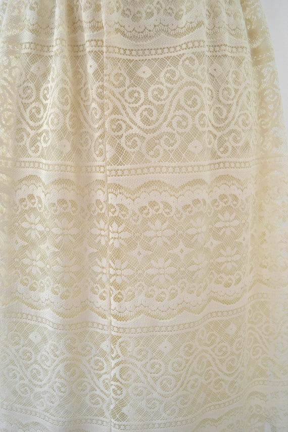 1970s Ivory Lace Overlay Spaghetti Strap Sundress… - image 7