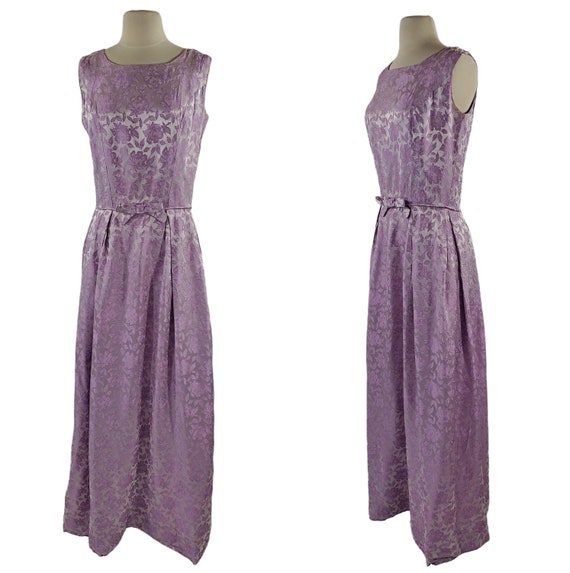 1970s Lavender Purple Damask Floor Length Formal … - image 1