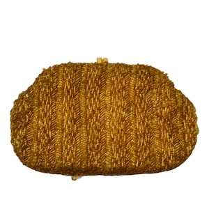 1960s Gold Tone Seed Bead Evening Bag by Paico