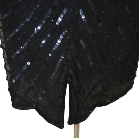 1980s Black and Silver Silk Bead and Sequin Dress… - image 8