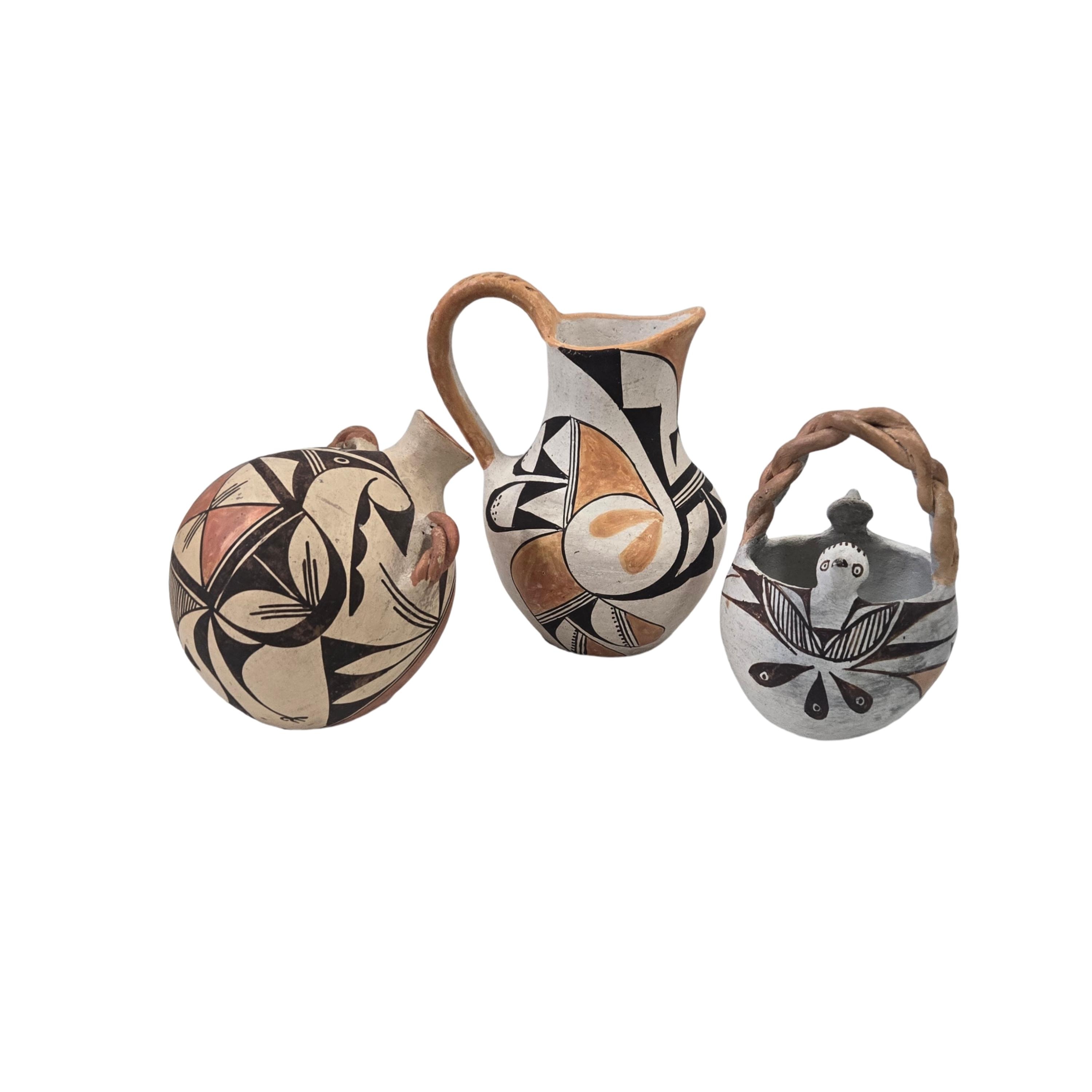 Vintage Acoma Native American Pottery, Hand Painted Pottery