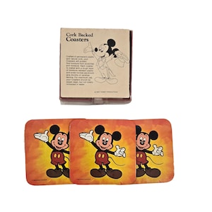 Posavasos de corcho vintage de Mickey Mouse de Walt Disney, juego de 3