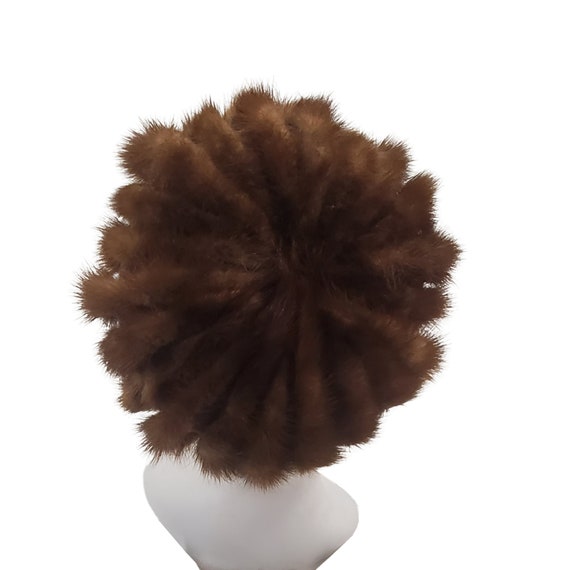 1950s Real Golden Brown Mink Tail Pillbox Hat by … - image 4