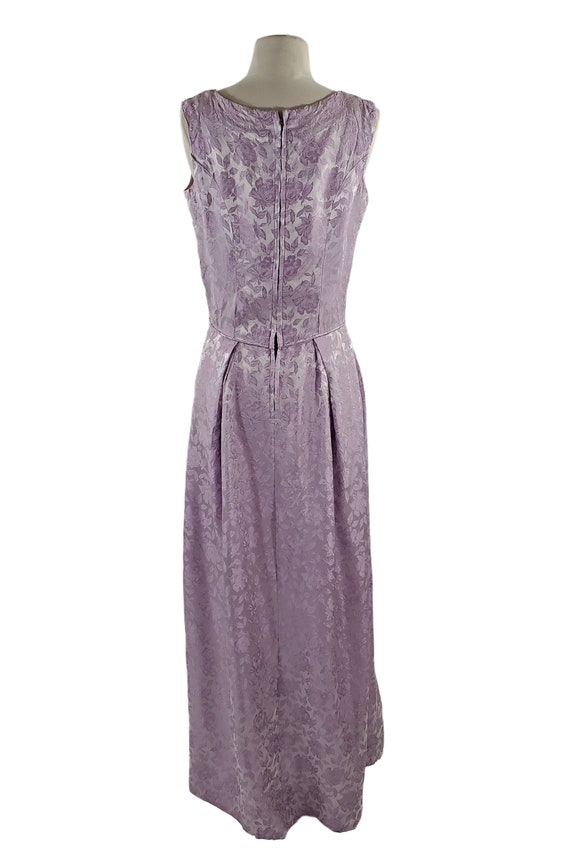 1970s Lavender Purple Damask Floor Length Formal … - image 5