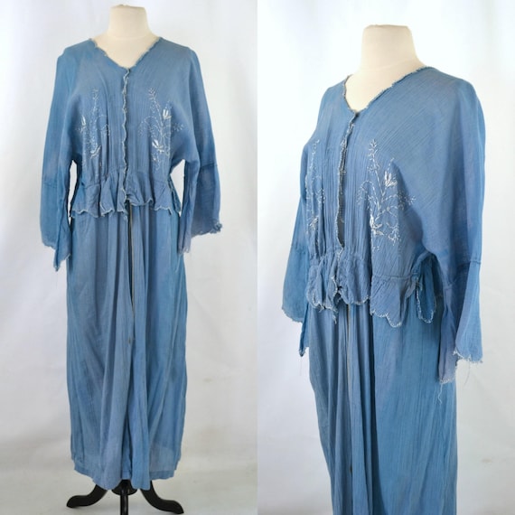 1910s/1920s Cornflower Blue Robe D'Interieure Dressing | Etsy