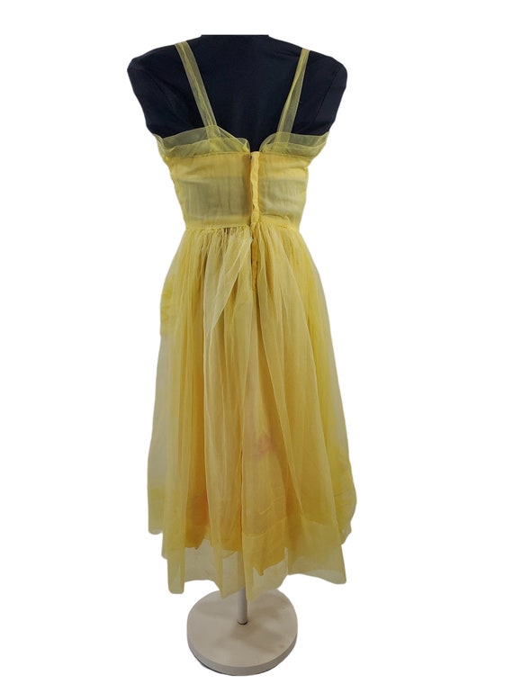 1950s/1960s Girls Yellow Sleeveless Frothy Tulle … - image 5