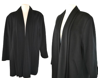 Vintage Black Wool Cape Coat, Swing Coat, Drape Jacket by Petite Ashley Scott