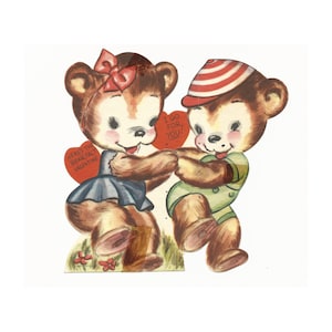 Carte pliée vintage Bear Fact pour la Saint-Valentin