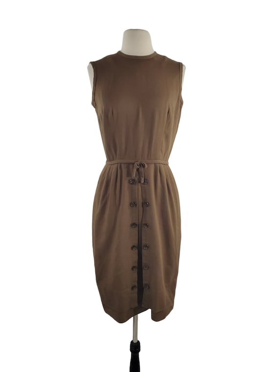 1960s Brown Sleeveless Sheath Dress by Alison Ayr… - image 2