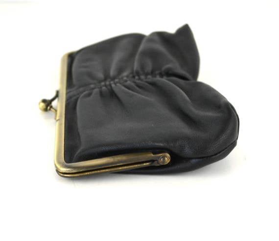 1960s Black Kiss Latch Vinyl Clutch, Evening Bag,… - image 5