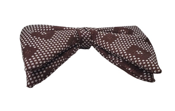 1970s Brown and White Square Geometric Bow Tie by… - image 5