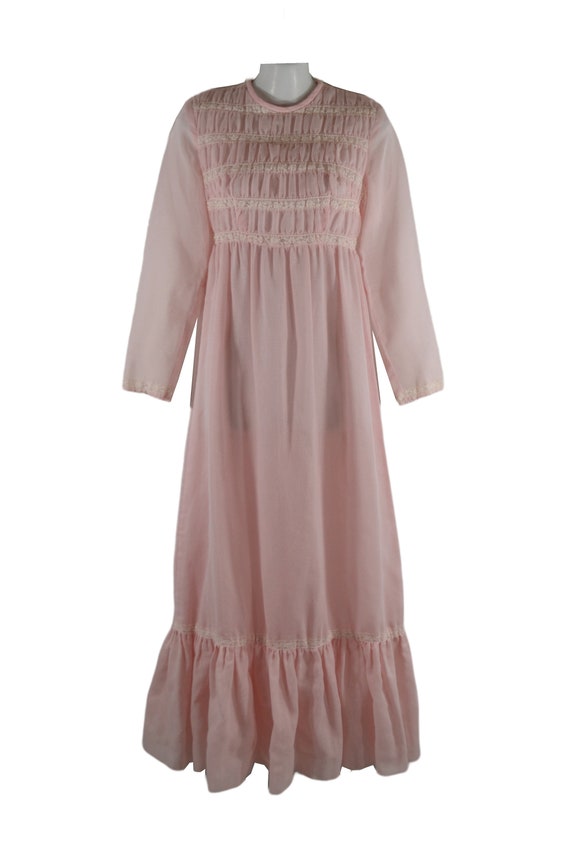 1970s Young Girls Pink Victorian Revival Dress by… - image 2
