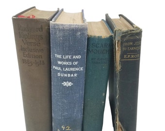 Vintage Blue Book Decor, Stack of 4 Books, Blue Book Bundle