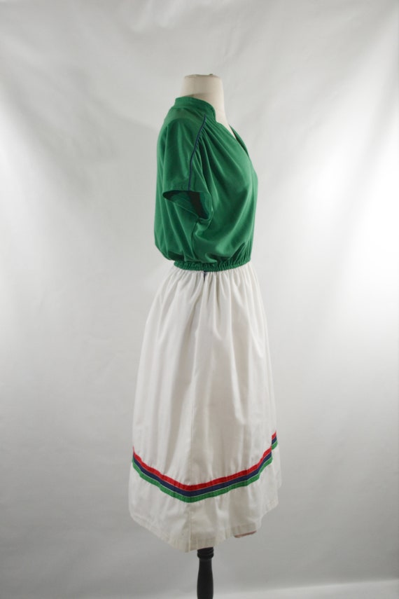 1960s/1970s Green and White Shirtwaist Style Day … - image 6