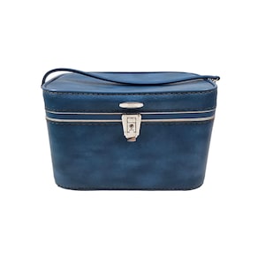 【70s USA製】Sears フェザーライト 青ヴィンテージスーツケース Vintage Blue Train Case by Sears Featherlite, Make up Case