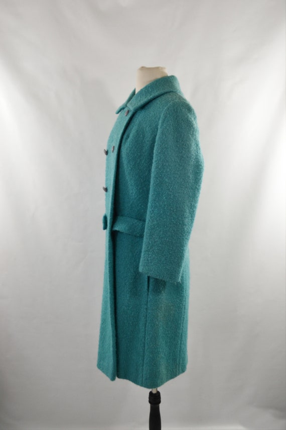 1960s Turquoise Tweed Mid Thigh Length Coat by Jo… - image 4