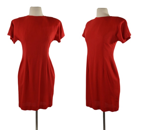 1990s Lipstick Red Sheath Dress by Late Edition L… - image 1