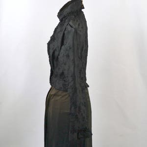 1880s/1890s Victorian Black Damask Ruffled Blouse, Display Piece, Museum Piece, Estate Fresh, Needs TLC image 2