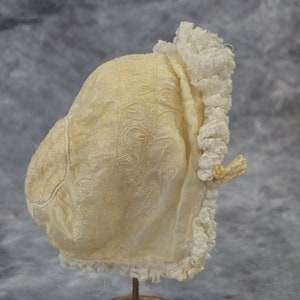 Vintage Champagne Silk Baby Bonnet, Newborn/Infant Cap, Antique Baby Bonnet, Doll Cap