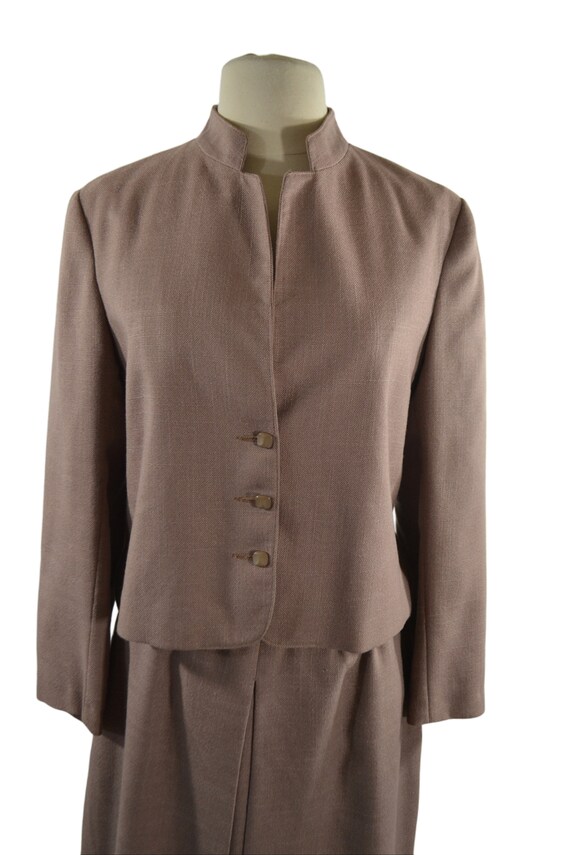 1970s Taupe Two Piece Suit, Jacket and Skirt by F… - image 7