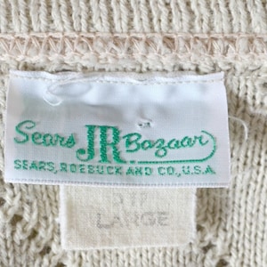 1960s Basic Cream Cardigan Sweater by Sears Jr Bazaar, XSmall image 7