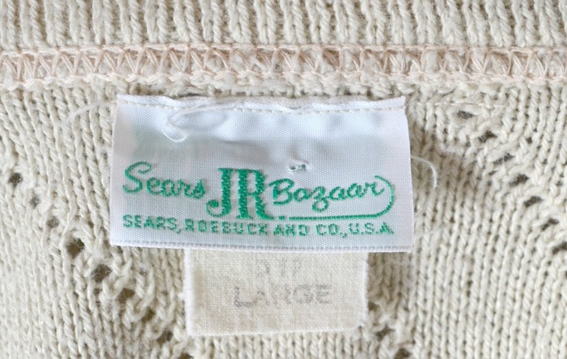 1960s Basic Cream Cardigan Sweater by Sears Jr Bazaar, XSmall image 7