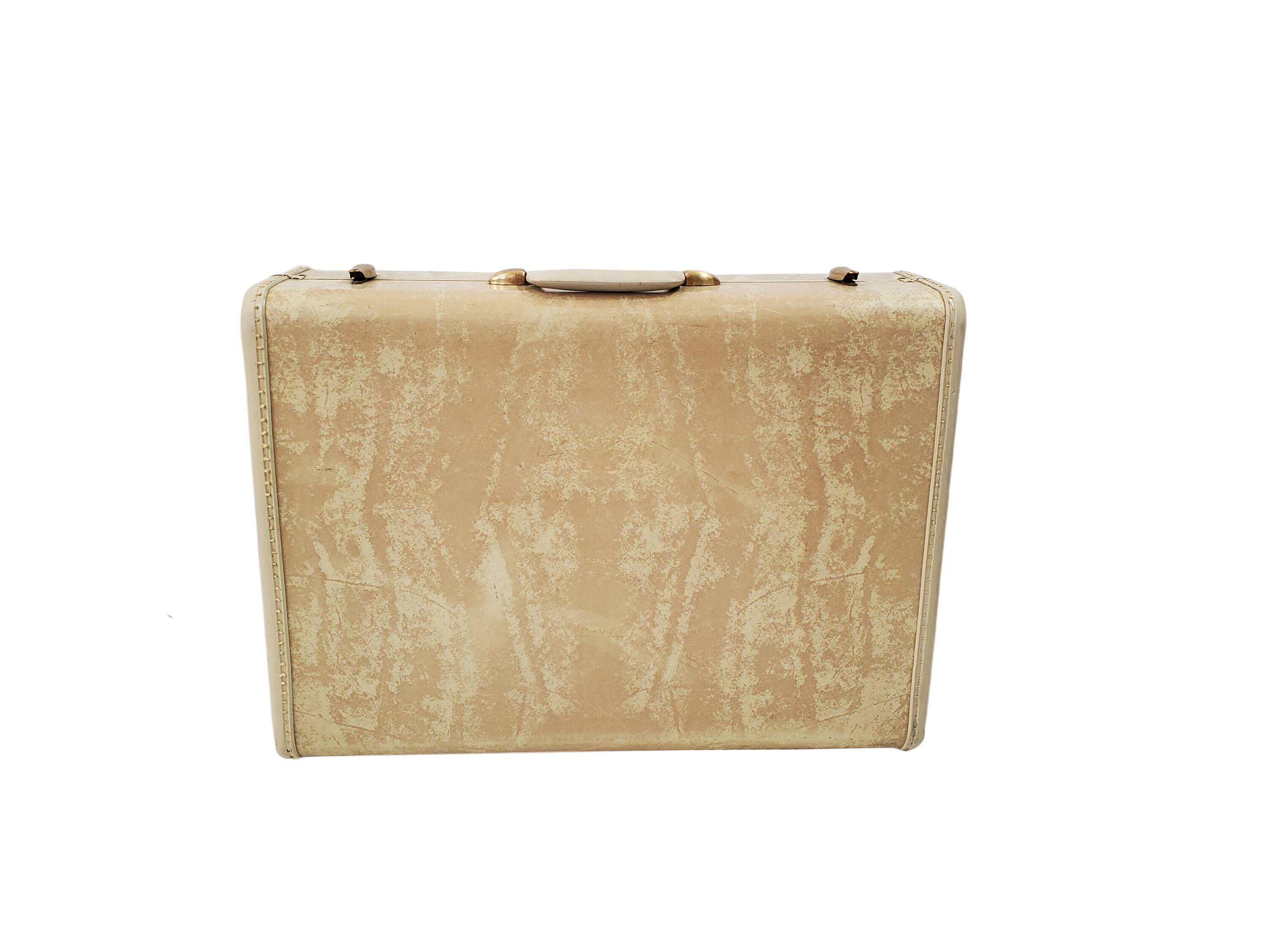 Valise Vintage Samsonite Années 50 - Marron Marbré, Fabrication USA - Petite Valise Rigide