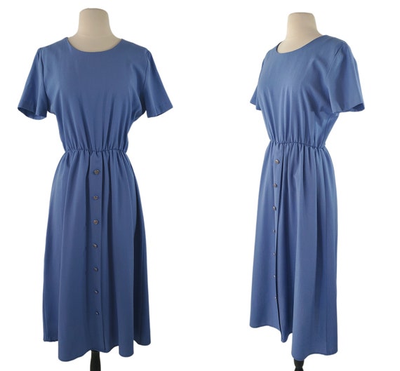 1980s/1990s Cornflower Blue Day Dress, Size 6 - image 1