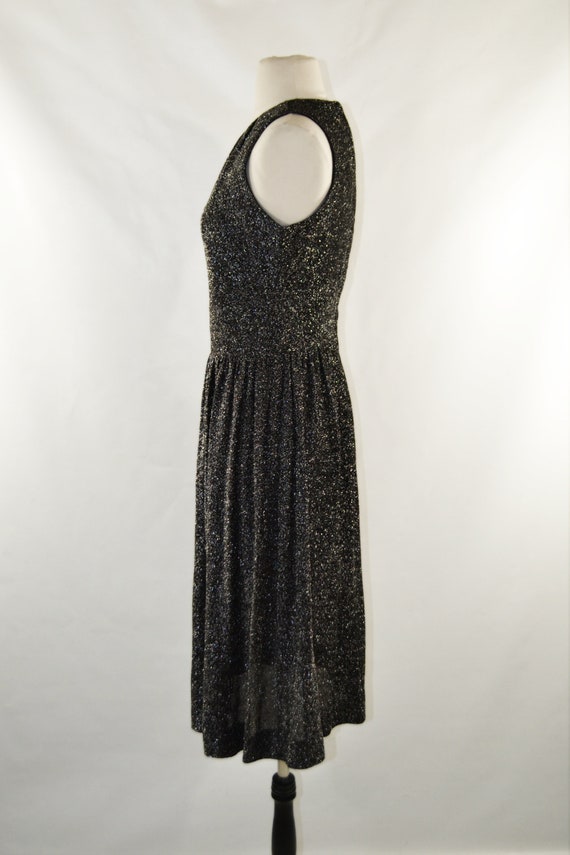 1960s Black and Silver Metallic Lurex Sleeveless … - image 4