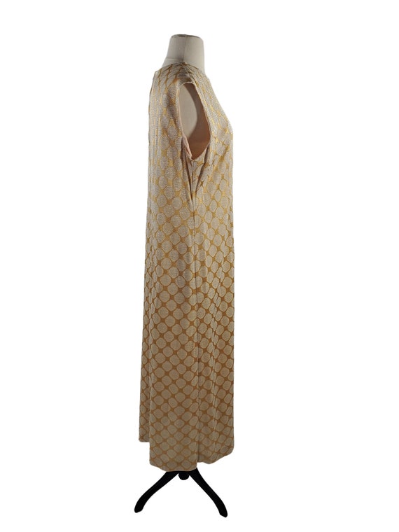 1960s/1970s Gold Metallic Polka Dot Shift Dress b… - image 6