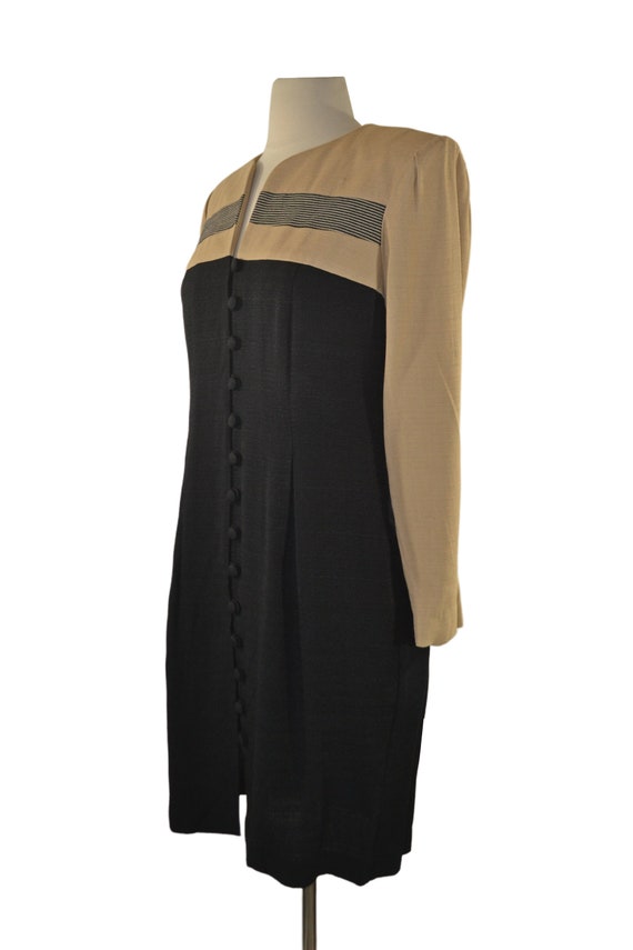 1980s/1990s Black and Tan Color Block New Wave Sh… - image 3