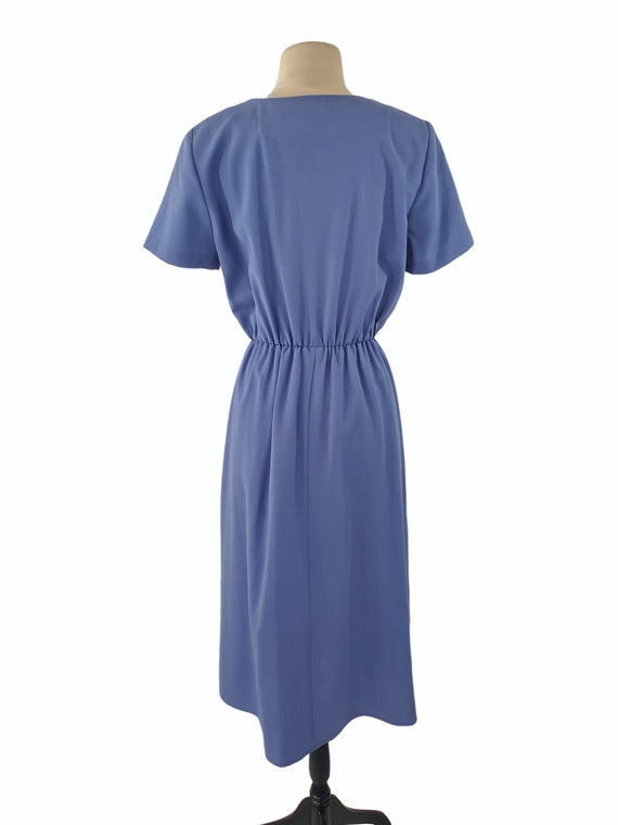 1980s/1990s Cornflower Blue Day Dress, Size 6 - image 5