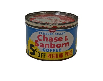 Vintage Chase & Sanborn Café 1 libra de lata, botes, publicidad vintage