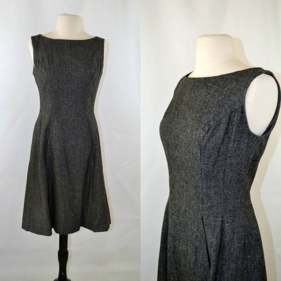 1960s Sleeveless Gray Wool Tea Length Dress by Joan Miller | Etsy