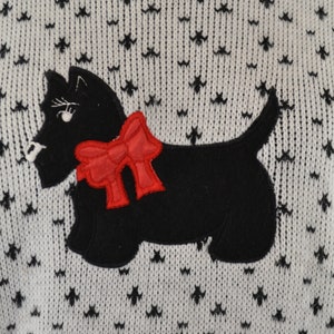 1980s Girls Black and White Scottish Terrier Pullover Sweater by Hot Fudge image 8