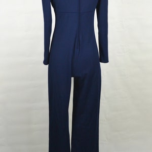 1970s Dark Blue Jumpsuit, Pants, Disco, Romper, Polyester, Small image 6