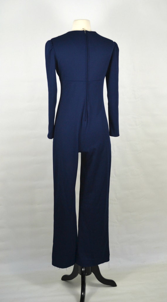 1970s Dark Blue Jumpsuit, Pants, Disco, Romper, P… - image 6