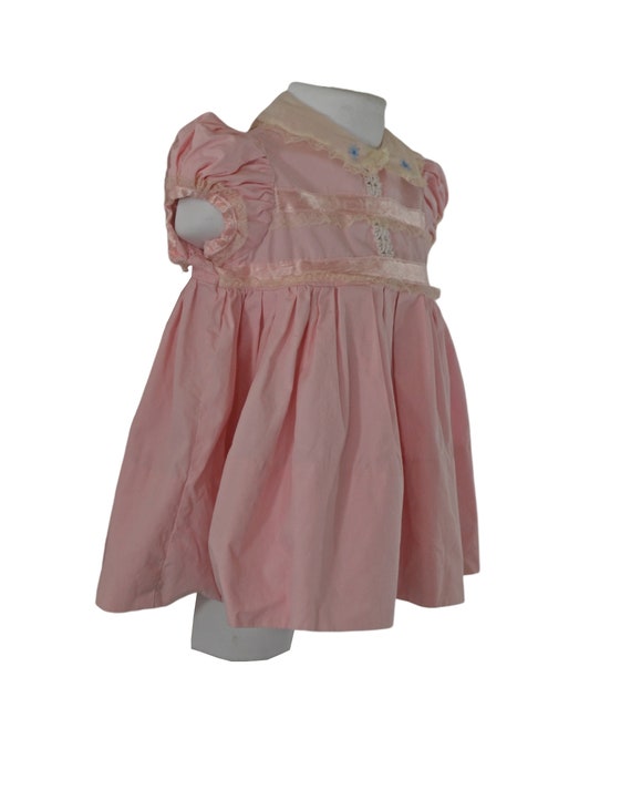 1950s Infant Pale Pink Cotton Dress, 18/24 Months - image 4