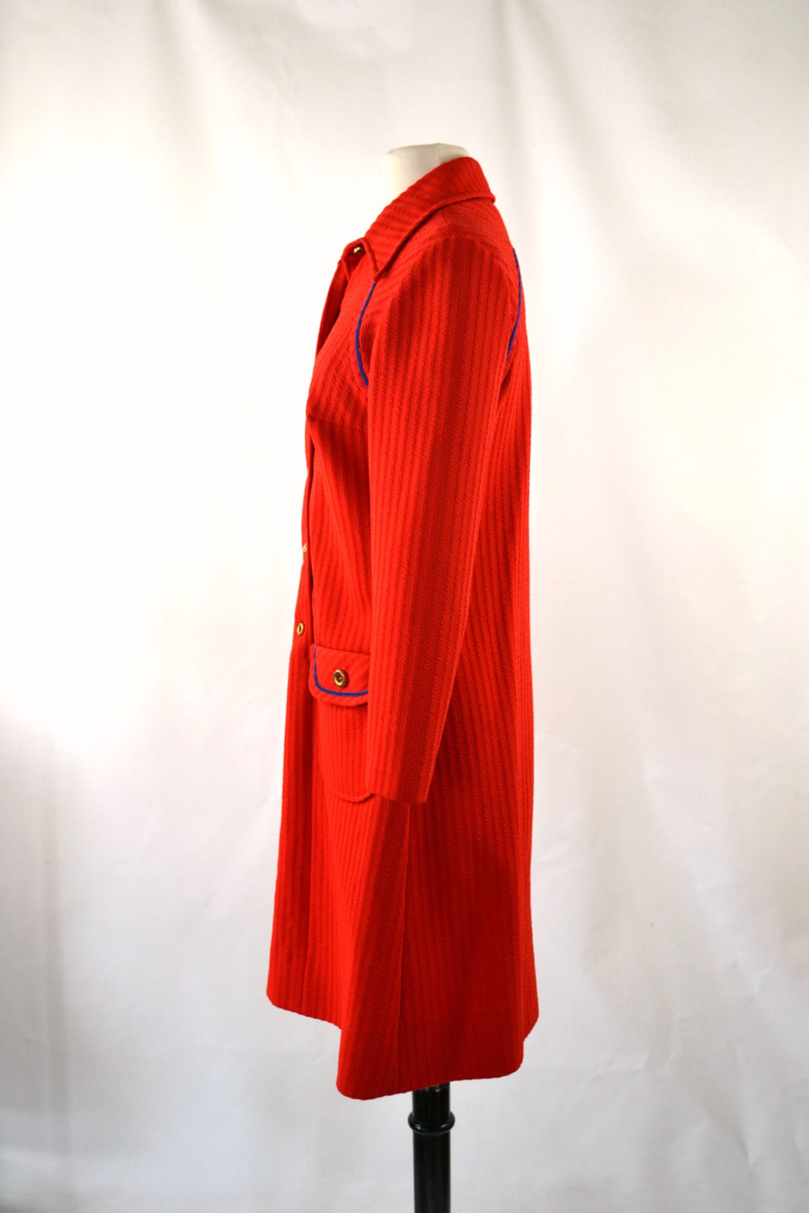 1960s Lipstick Red Ribbed Shift Coat Dress by Route One, Coast to Coast ...