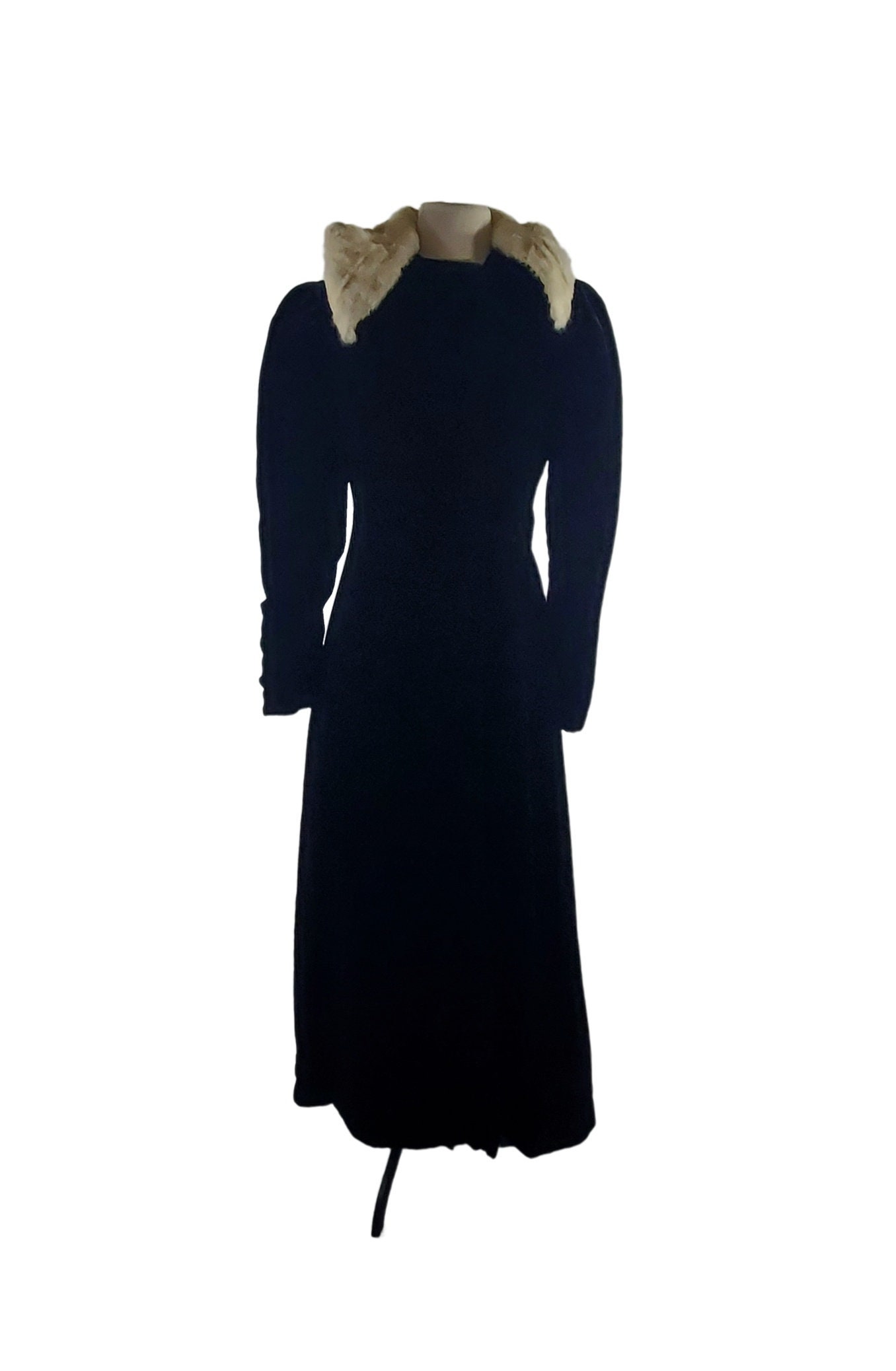 1940s/1950s Black Velvet Opera Coat With Real Mink Fur by the