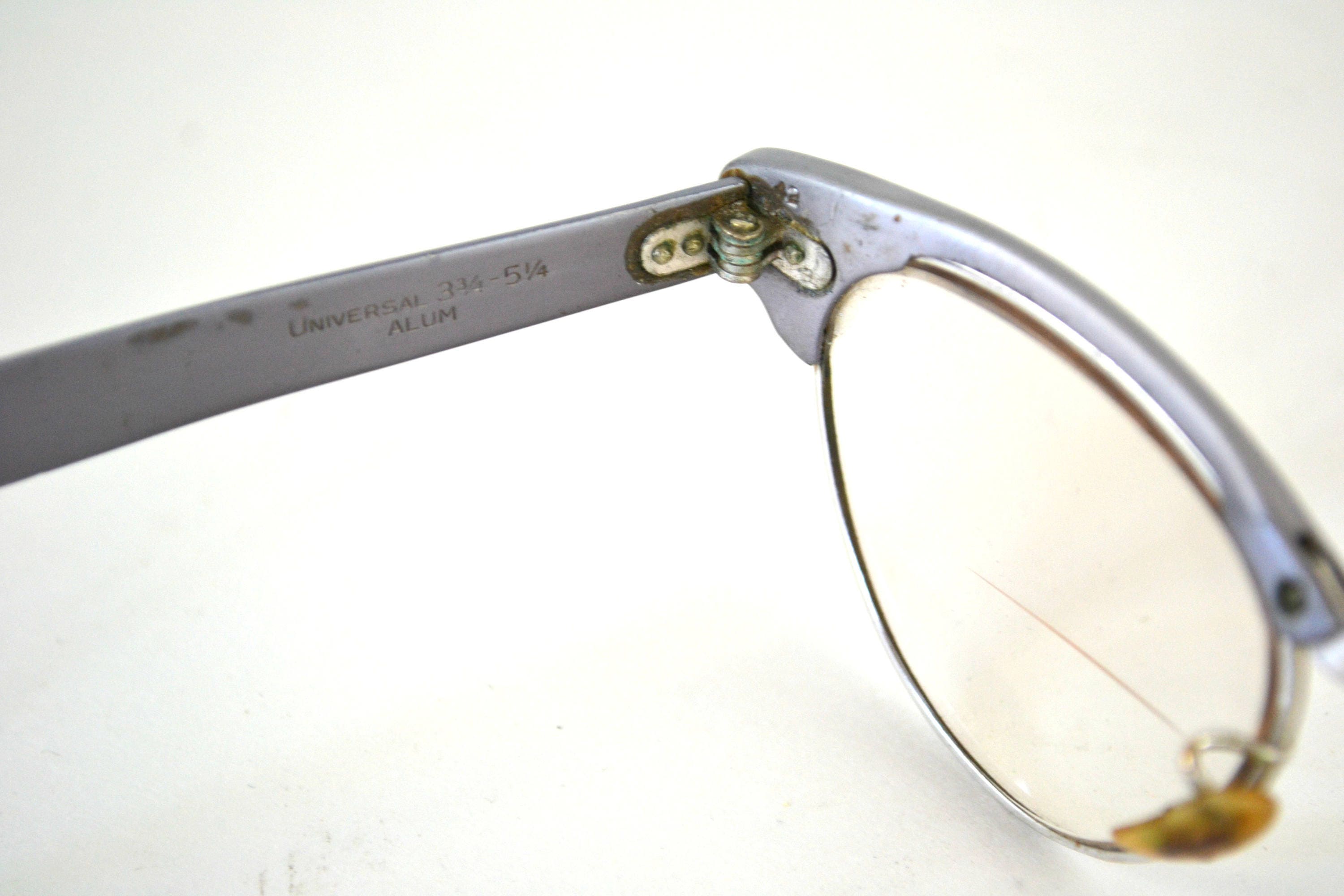 1950s/1960s Silver Tone Aluminum Frame Bi-focal Cat-eye 1950s/1960s Silver Tone Aluminum Frame Bi-focal Cat-eye