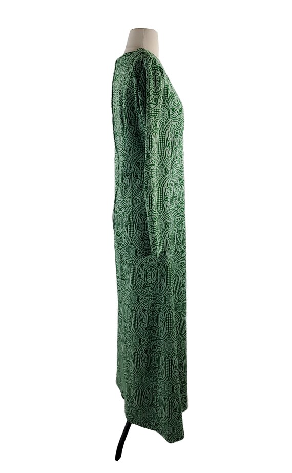 1970s Green and White Tapestry Style Maxi Dress - image 6