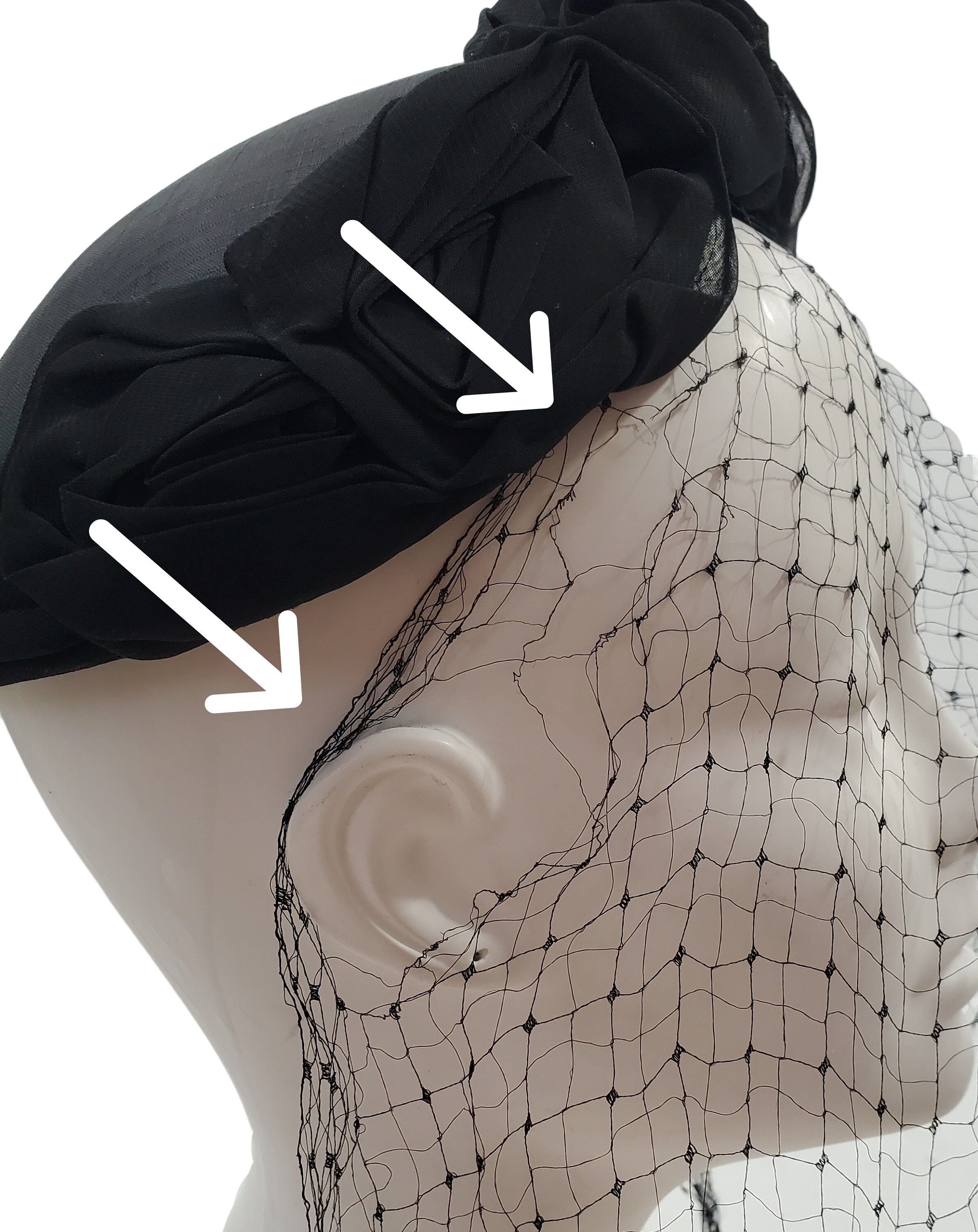1950s/1960s Black Floral Fascinator Casque Hat With Veil - Etsy
