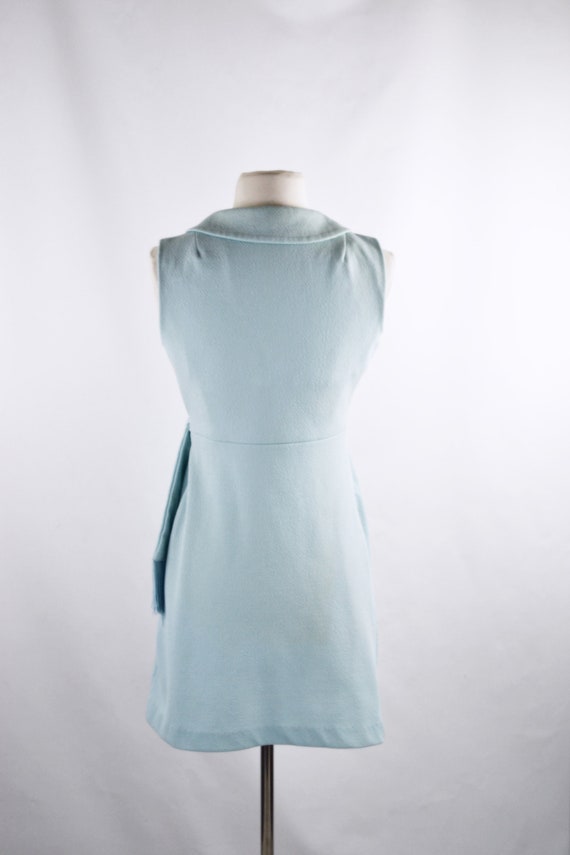 1960s/1970s Mint Blue Sleeveless Wrap Dress, Tass… - image 5